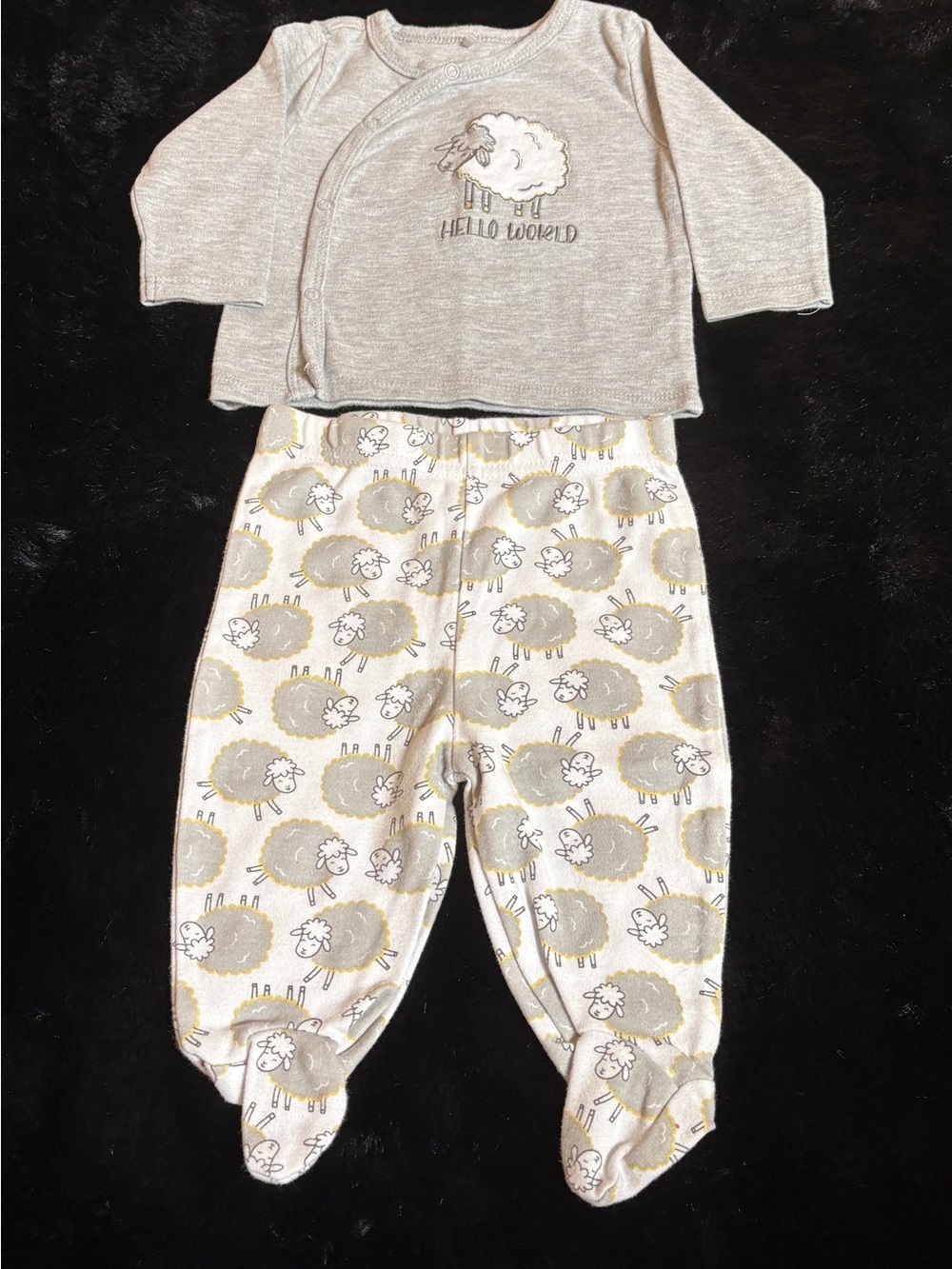 Kidgets Grey & Cream Sheep Print Pajama Set